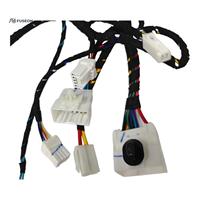 Rangkaian Kabel Kontrol Pintu Bodi Mobil Multi-Cabang dengan Selubung Kepang Bergaris Kuning, Kabel Kustom OEM 12V 24V
