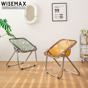 WISEMAX FURNITURE-Silla de ocio colorida transparente vintage, muebles de fiesta plegables, tienda de café, silla de comedor de plástico - Product Image 1