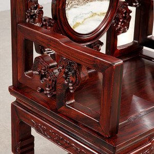 Table en bois massif de style chinois Long Qian Da Hong Sour Branch Nave, 12 pièces, et ensemble de 6 chaises en bois massif Nave. - Product Image 3