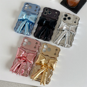 เคสโทรศัพท์มือถือลายคลื่น Ripples Wave puffer Bow สำหรับ iPhone 17 16 15 14 Pro Max  แบบไล่เฉดสีเคลือบด้วยไฟฟ้า  ฝาหลัง DIY  แบบร่องลายนูน - Product Image 1