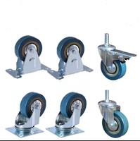 Roue pivotante légère en fonte grise de 3 pouces avec trou de fixation, capacité de charge de 50 kg, pour meubles