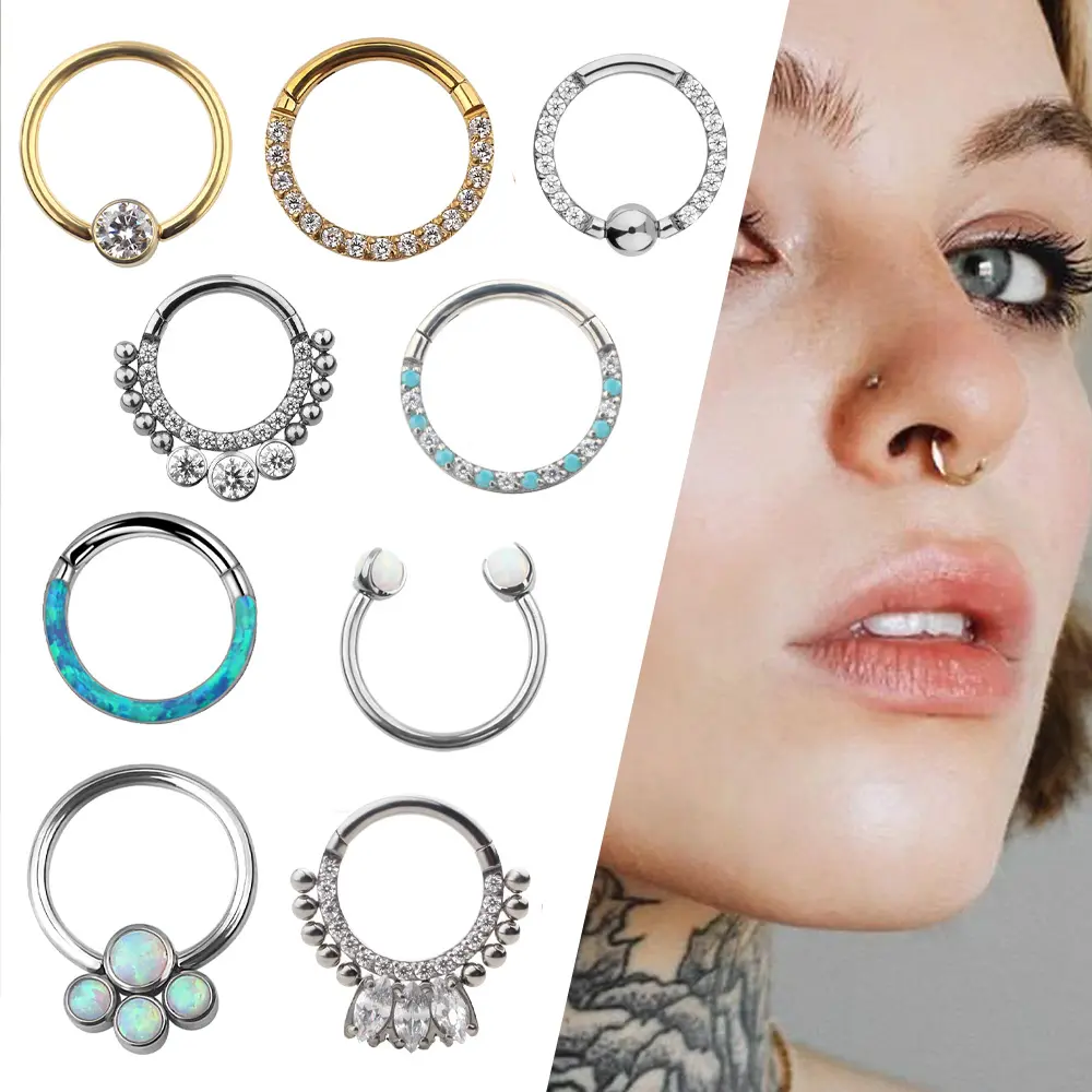 Right Grand Jewelry ASTM F136 Titanium G23 Titanium Body Septum Piercing Jewelry Nose Ring Ear Clicker