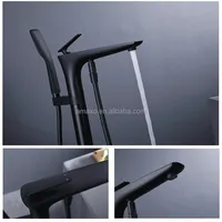 Robinet de baignoire sur pied avec flexible en laiton, mitigeur chaud/froid avec douchette, pour hôtel, vente en gros OEM