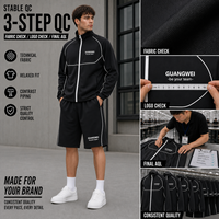 Ensemble short et veste de survêtement pour homme grande taille, 120 GSM, 100 % nylon, col montant, fermeture éclair intégrale, impression sérigraphique, streetwear, usine OEM