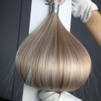 Extensions de cheveux naturels Remy vierges européens doublement étirés, faits à la main, couleur mixte, tissage noué à la main Jasminebeauty