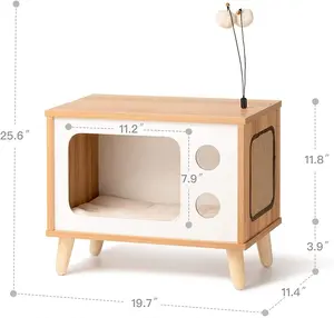 Modern Bedroom Bedside Cabinet Multifunctional Cattery Storage Small Simple Cat Cage Cabinet Shelf Leaves Cat Nest Nightstand