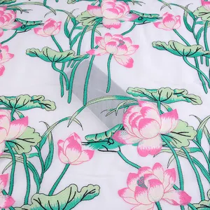 HA-17314B Dress fabric woven embroidered lotus soft light fabric for embroidery