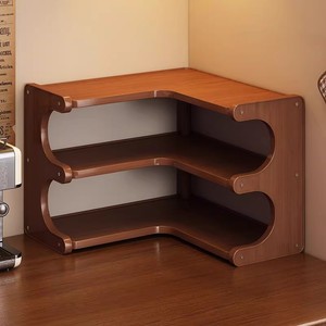 Étagère d'angle de bureau à 3 niveaux en bambou pour organiser les articles divers sur le comptoir de cuisine - Product Image 1