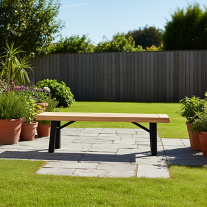 Bettina Outdoor Patio <b>Bench</b> <b>Wood</b> 4 Seater Minimalist Modern Design Durable Furniture - Product Image 2