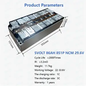 Starmax Svolt 86Ah 172Ah 8S1P 4S2P 29,6 V 14,8 V Nissan Leaf Módulo de batería 30KWh 61KWh 3,7 V Nmc Golf Cart Módulo de batería para EV