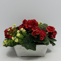 Bouquet de fleurs artificielles réalistes de bégonia pour décoration funéraire, cimetière, tombe, petit pot, arrangement de table de mariage, Noël, fournitures populaires