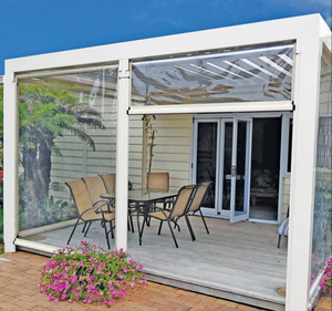 Persianas enrollables transparentes de PVC retráctiles, impermeables y resistentes al viento para exteriores, con cremallera, para patio, <span class=keywords><strong>garaje</strong></span> - Product Image 6