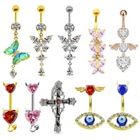 Bijoux Gaby, anneau de nombril en acier chirurgical 316L, cœur en zircone cubique transparente, double fixation
