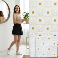 Plaques de plafond 70*70cm, panneaux muraux 3D en mousse, autocollants, imperméables, faciles à installer pour la décoration des plafonds et des murs
