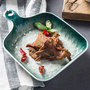 Plateau de cuisson en céramique pour le petit déjeuner, ustensile de cuisine à une poignée, plat à steak occidental - Product Image 3