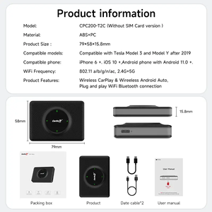 Boîte Carplay Magique T2C, Liaison Sans Fil pour Smartphone, Wifi Double Bande et BT 5.0, Boîte Carplay Sans Fil Ai pour Tesla - Product Image 6