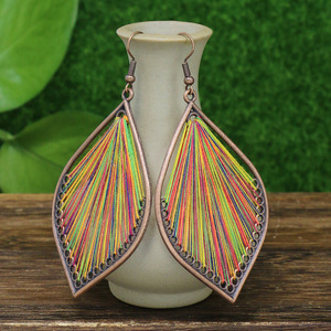 Bohemian <b>Drop</b> Earrings Copper Alloy Antique <b>Bronze</b> Plated Colorful Thread Weaving Women's Party Fashion Dangle Earrings - Product Image 3