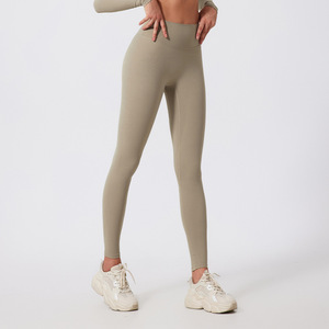 Toptan kadın moda ekleme düz renk spor Yoga sıkı pantolon ince bel hafif spor atletik Yoga uzun pantolon - Product Image 5