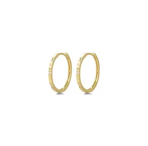 10k rắn Vàng Vàng Hoop bông tai với Cubic Zirconia Huggie Hoops, đồ trang sức mỹ quà tặng cho phụ nữ mẹ cô gái, đường kính 20mm