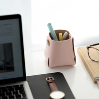 Porte-stylos pliable en cuir écologique, plateau de rangement portable, panier pour pinceaux de maquillage, boîte, pochette