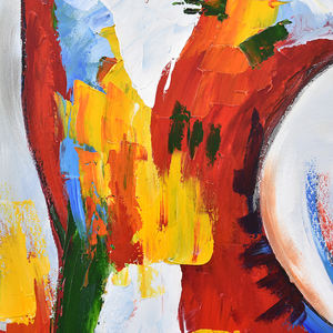 Opera d'Arte Moderna, Dipinto a Olio Astratto Colorato di Ritratto su Tela - Product Image 4