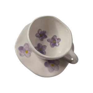 French Hand Painted Flower 250Ml 8Oz Tea <b>Cups</b> and Plates Set <b>Ceramic</b> Coffee Mug Breakfast Milk <b>Cup</b> Latte Mug - Product Image 2