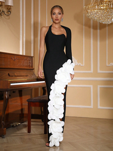 Abiti da sera formali neri da donna con <span class=keywords><strong>spacco</strong></span> <span class=keywords><strong>laterale</strong></span> alto, personalizzati dalla fabbrica OEM, per matrimoni, compleanni e serate in discoteca - Product Image 2