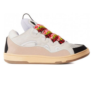 Nouvelles baskets Lanvin Style Curb 2026 pour hommes et femmes, chaussures décontractées à semelle épaisse, en cuir blanc et vert, chaussures de skateboard avec lacets colorés - Product Image 5