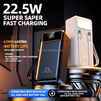 Nouvelle batterie externe portable 22,5W 10000mAh avec logo personnalisé, charge rapide bidirectionnelle Type-C, câbles intégrés, Power Bank 20000mAh