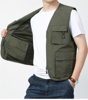 Multi Pockets Fishing La Veste Homme Custom Spring Gilets Men Logo Print Volunteer Photographer Vest Sleeveless Jacket