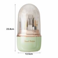 Organisateur de maquillage rotatif en plastique, support de pinceaux, anti-poussière, étui de rangement pour rouge à lèvres et fards à paupières
