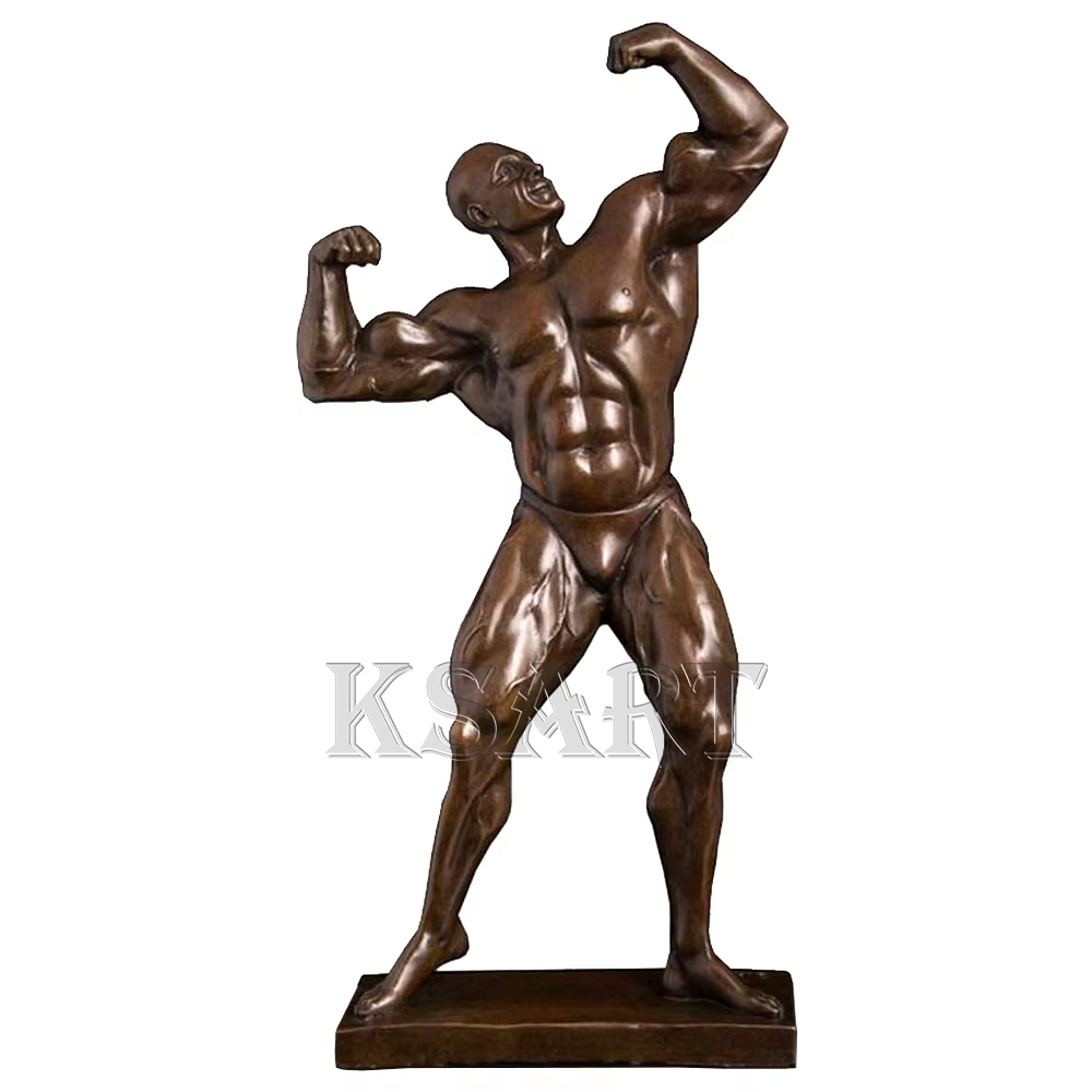 ブロンズスタイルの樹脂ボディービルMr. Strongmanマッスル男性彫刻
