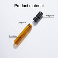 Botol Sampel Parfum Mini Silinder Transparan Amber Kapasitas Khusus 1ml 2ml 3ml 5ml Semprotan Kabut Halus untuk Perjalanan