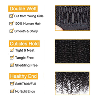 LONGFOR en stock Extensions de cheveux humains brésiliens Remy Afro bouclés crépus 4B-4C, queues de cheval à cordon de serrage, fournisseur de choix