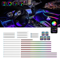 Bande lumineuse LED RGB pour voiture, 64 couleurs, 12V, éclairage d'ambiance intérieur, lampe pour espace pieds, universelle, acrylique, personnalisable