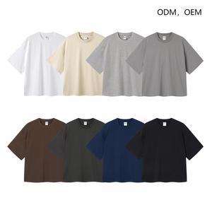 潮流品牌宽松版型基本款T恤重磅男女通用短袖简约纯棉休闲风格丝网印花纯色 - Product Image 2