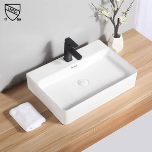 Lavabo de salle de bain rectangulaire en porcelaine au design moderne, bord fin, blanc, personnalisé, pas cher - Product Image 1