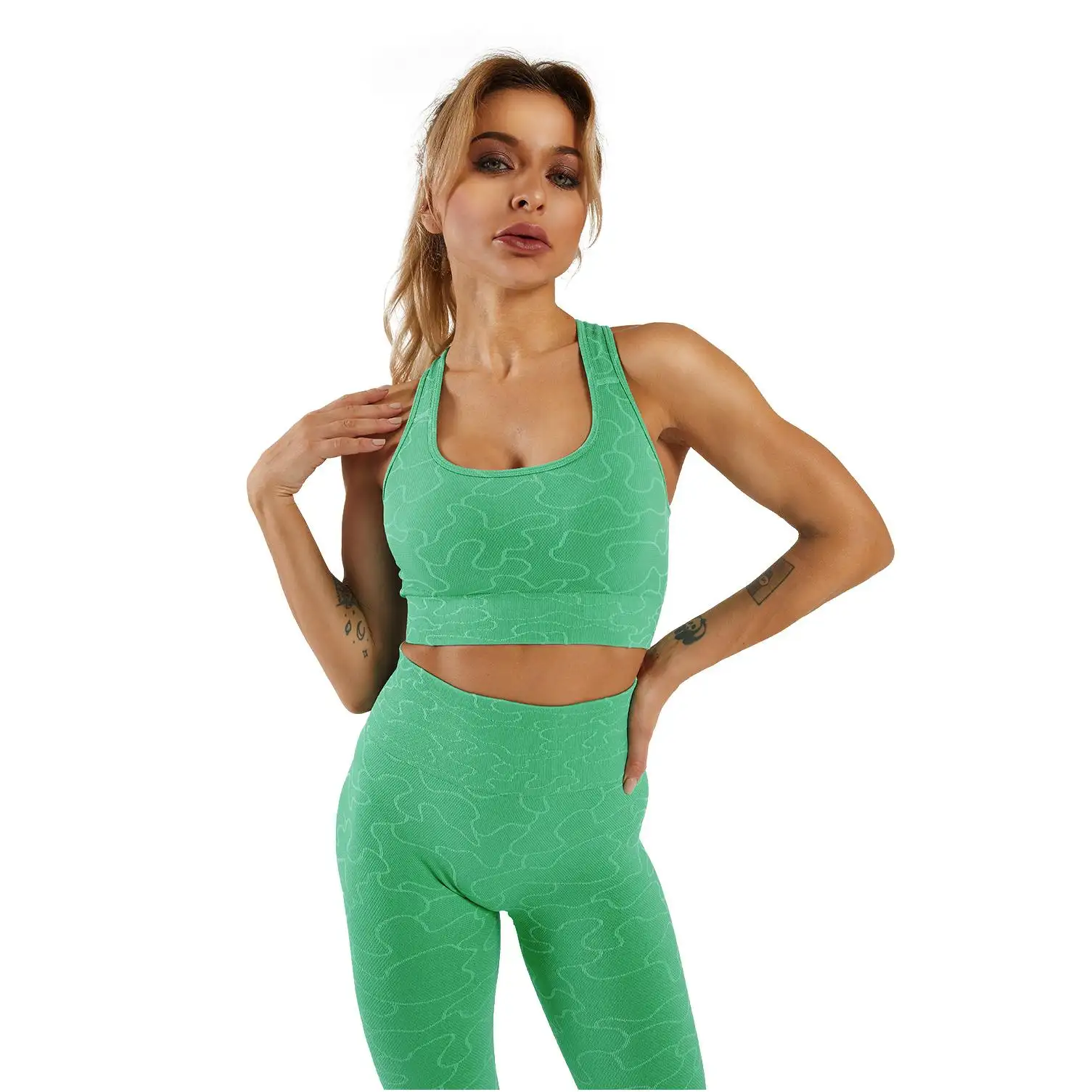 Yoga-Set Strumpfhosenleggings für Damen sportliches Training hohe Taille warmes Leder Lauf Hersteller Aktivbekleidung