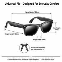 Lunettes intelligentes IA avec étui de charge magnétique, traduction en temps réel, appels téléphoniques, lecteur de musique, stabilisation d'image, étanches IPX-5, 2K