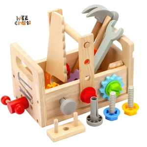 Caja De Herramientas De Madera 37 Piezas | Juguete Montessori 3 En 1 Con Banco Y Almacenamiento