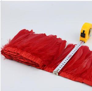 Bordures en plumes d'oie naturelles <span class=keywords><strong>pas</strong></span> chères pour costumes, franges en plumes d'oie teintes vert foncé pour jupes avec ruban de <span class=keywords><strong>satin</strong></span> - Product Image 5