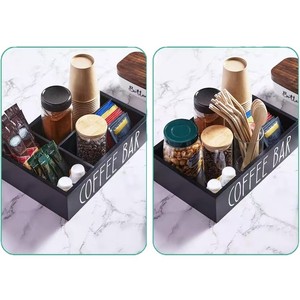 Coffee Bar Storage <b>Box</b> Rectangle Desktop Organizer 18L With Compartments For <b>Tea</b> Bags Coffee Cups And Utensils - Product Image 1