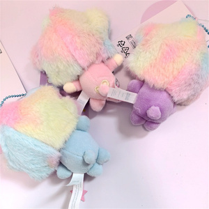 En gros, Poupée en peluche porte-clés pendentif 10-12 cm, motifs Arc-en-ciel, Nœud, Amour, Cheval, Lapin, Garçons, avec étiquettes en papier - Product Image 6