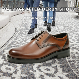 Zapatos Derby de Vestir para Hombre, Hechos a Mano, de Alta Gama, con Costuras Delicadas, Semi Formales, para Banquete, con Aumento de Altura, Transpirables - Product Image 2