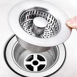 Paslanmaz çelik 3 -in-1 mutfak lavabo stoper süzgeç Pop Up drenaj çekirdek çıkarılabilir sepet süzgeç tak anti-takunya drenaj filtresi