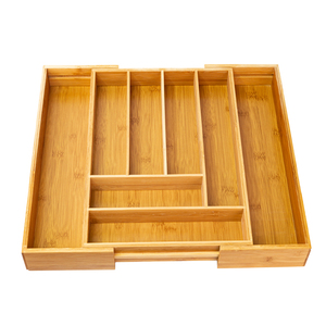 Boîte de rangement en bambou pour <span class=keywords><strong>tiroir</strong></span>, plateau pour vaisselle, boîte de rangement de bureau, séparateur de <span class=keywords><strong>tiroir</strong></span> en <span class=keywords><strong>bois</strong></span> pour couteaux de cuisine - Product Image 2