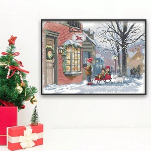Kit de broderie au point de croix, série de Noël, paysage, vœux de Noël, salon, broderie à la main, peinture décorative, cadeau - Product Image 3