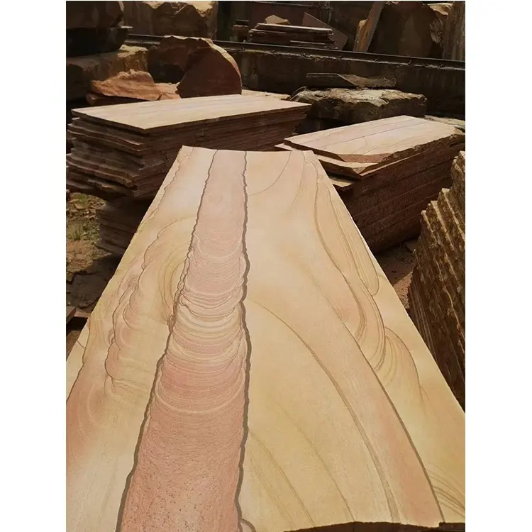 Hot Sales Natural Stone High Quality Yellow Wooden Vein Sandstone Slabs For Flooring Wall Cladding Project