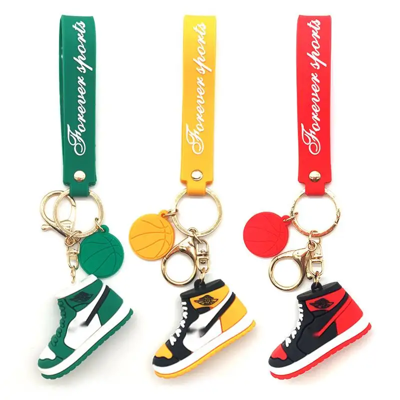 AP Pendant Accessories Soft Rubber PVC Football Basketball Shoe Keychains Keyring 3D Rubber Mini Sneaker Key Chain