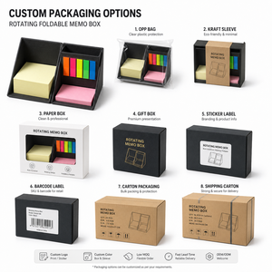 Caja de Notas Giratoria 2 en 1 con Logotipo Personalizado, Organizador de Escritorio Plegable, Juego de Notas Adhesivas con Marcadores de Página de 5 Colores para Regalo de Oficina - Product Image 5
